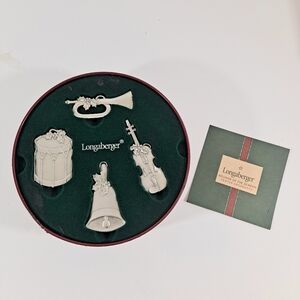 Vintage Longaberger Sounds Of The Season Pewter Ornaments NOB